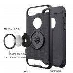 Wholesale Motorola Moto G7 Power 360 Ring Kickstand Hybrid Case with Metal Plate (Black)